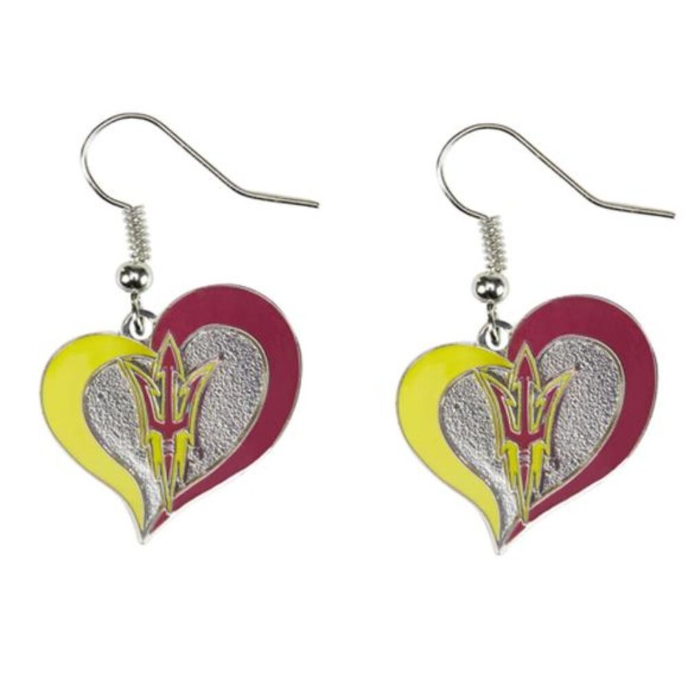 New NCAA Arizona State Sun Devils Swirl Heart Earrings for Women